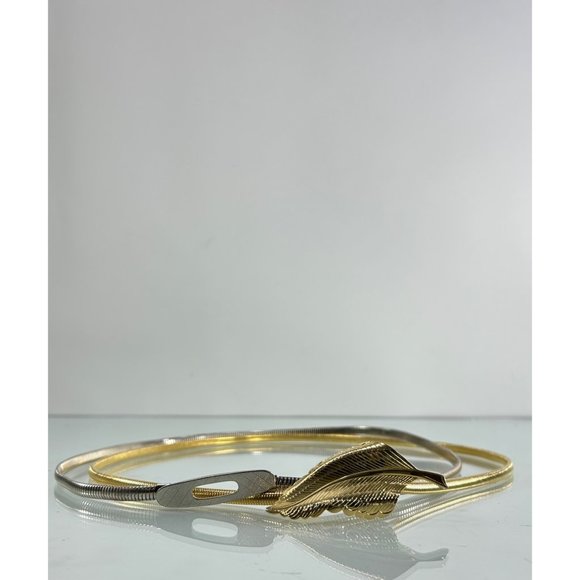 Vintage Belt Bundle Sz XS/S Stretchy Snake Belts Lot of Silver Tone Gold Leaf - Picture 3 of 8